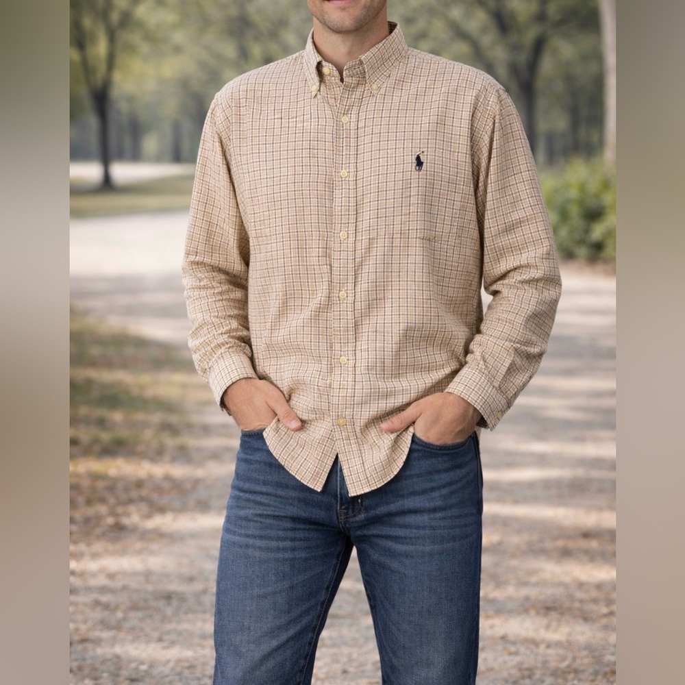 Ralph Lauren Yarmouth Plaid Button Down Shirt Men’s 16.5 32/33 EUC